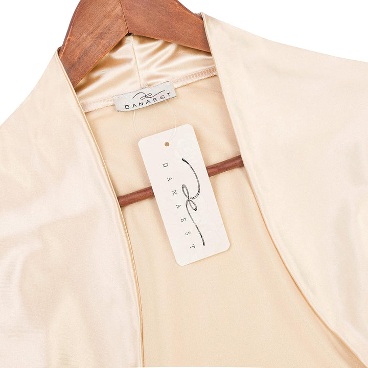 Damen Bolero Satin Festliche Schulterjacke Langarm 709 XL Champagner, XL Champagner