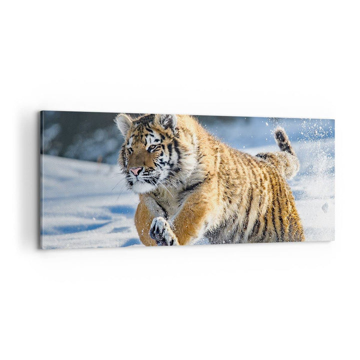 Panorama Bilder auf Leinwand 100x40cm Leinwandbild mit Rahmen tiger tier Gross Wanddeko Bild Schlafz