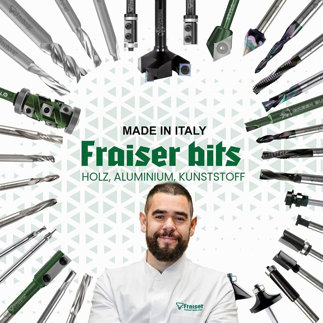 Fraiser® Bündigfräser besäumfräser mit 8 mm oberlager für holz, derivate - und laminatkanten für han