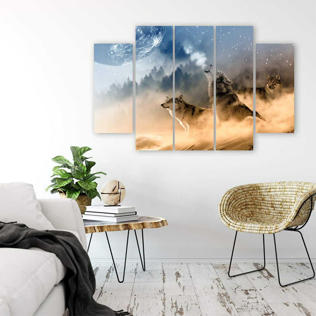 Feeby. Leinwandbild - 5 Teile - Bilder Wand Bild Wandbilder Kunstdruck XXL, 5-Teilig, Typ B, 100x70