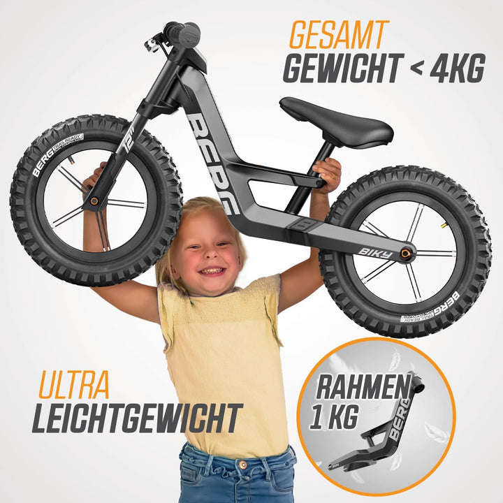 BERG Biky Cross Laufrad | ab 2 Jahren | 12 Zoll | Kinder Laufrad mit Handbremse | Luftreifen | Höhen