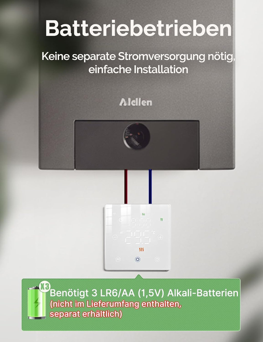 MOES Smart Thermostat für Kessel,Batteriebetrieben,WLAN Raumthermostat Programmierbares Kompatibel A