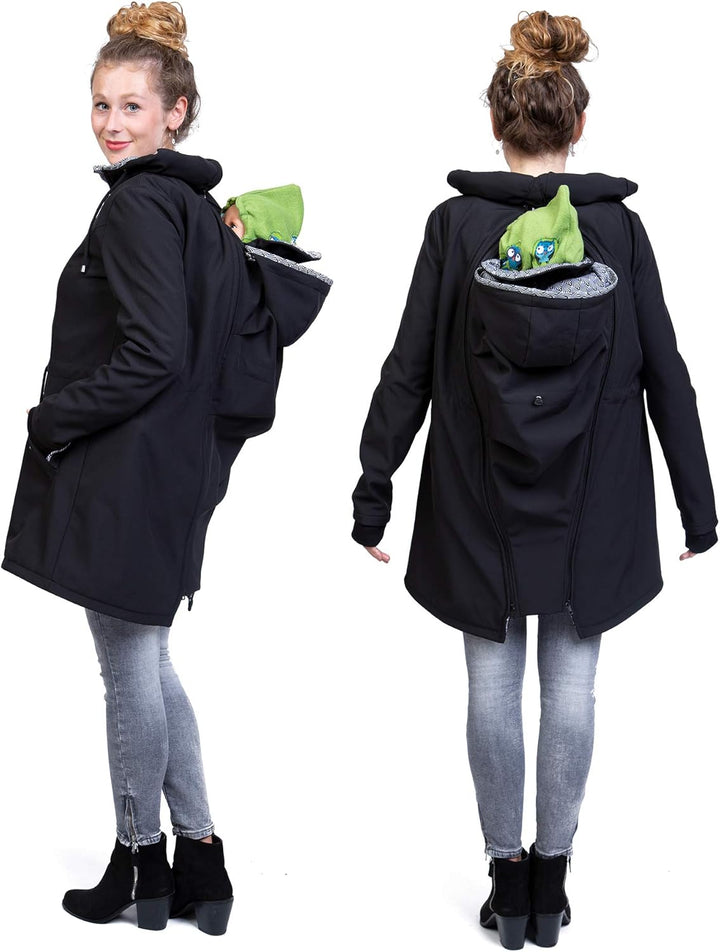 Viva la Mama 4in1 Trageparka für Tragen auf dem Rücken oder der Brust, Allwetter Softshell - PINA XX