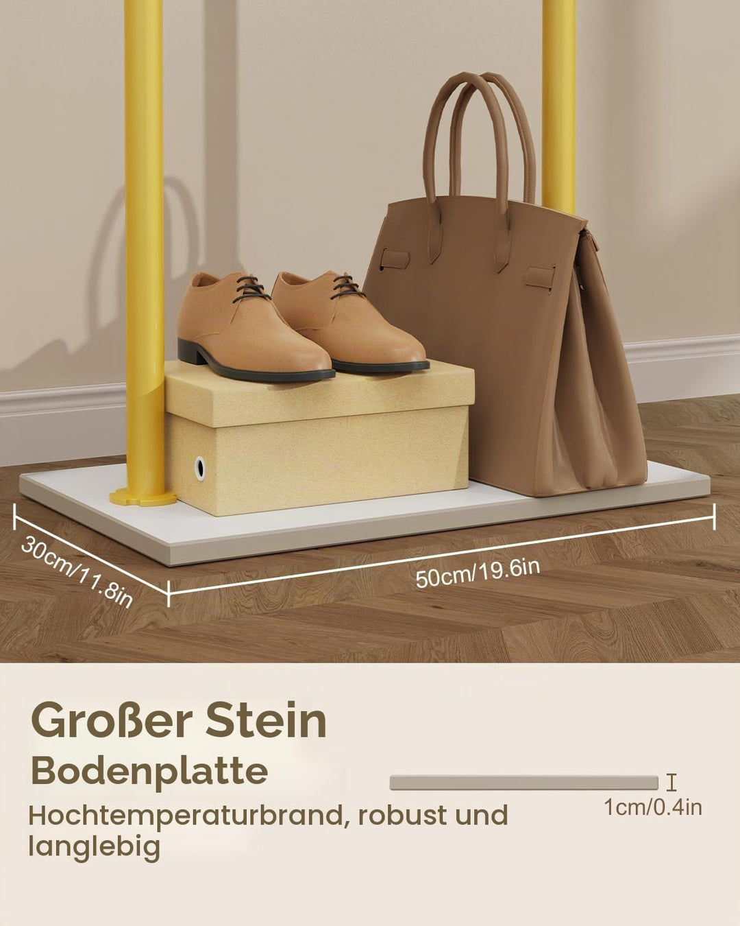 GUOHNHE Stabil Metall Garderobenständer, Grosse Freistehend Kleiderbügel Stand mit Rock Slab Base un