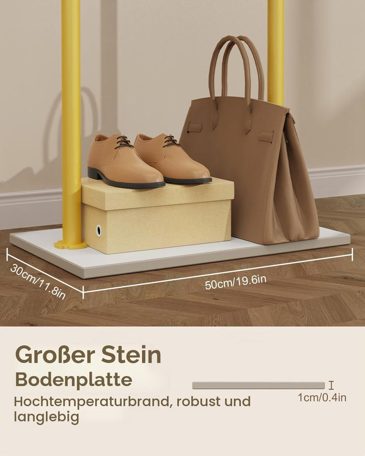 GUOHNHE Stabil Metall Garderobenständer, Grosse Freistehend Kleiderbügel Stand mit Rock Slab Base un