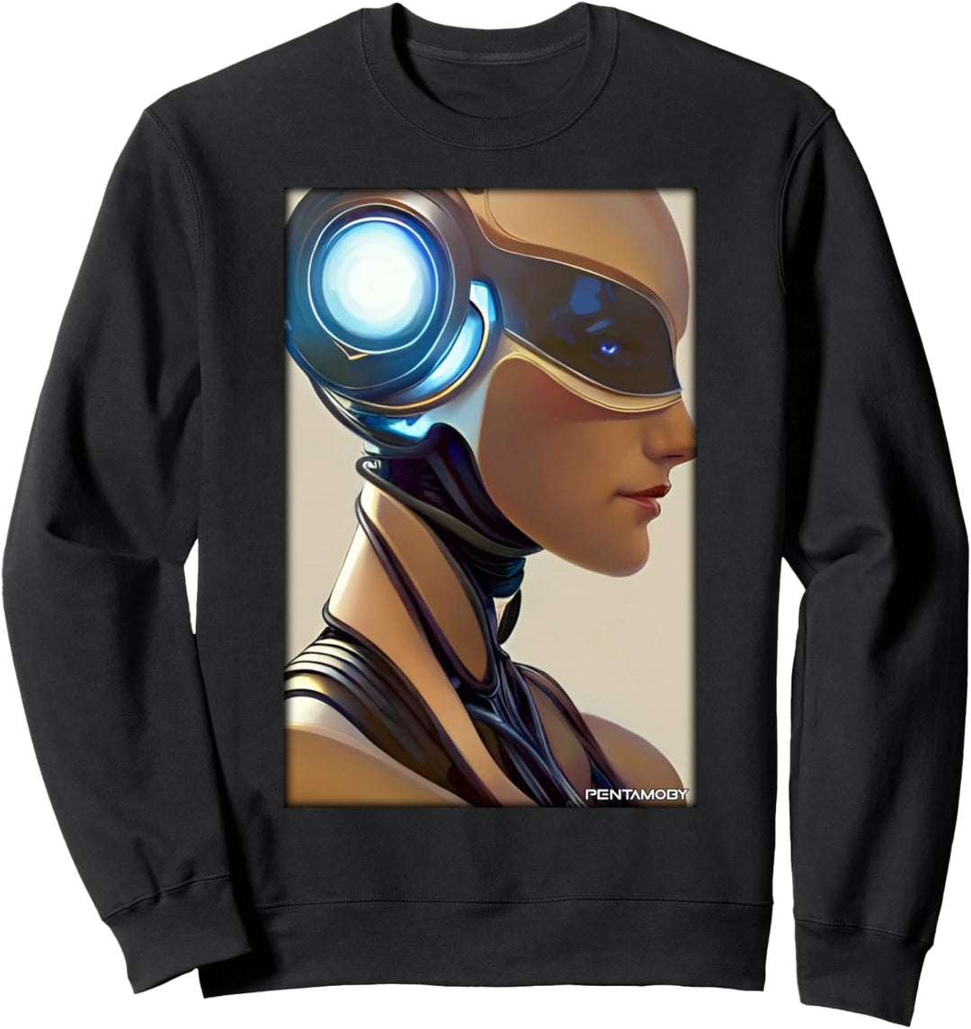 Roboter Zukunft Technologie Wissenschaft Frau Retro Vintage Sweatshirt