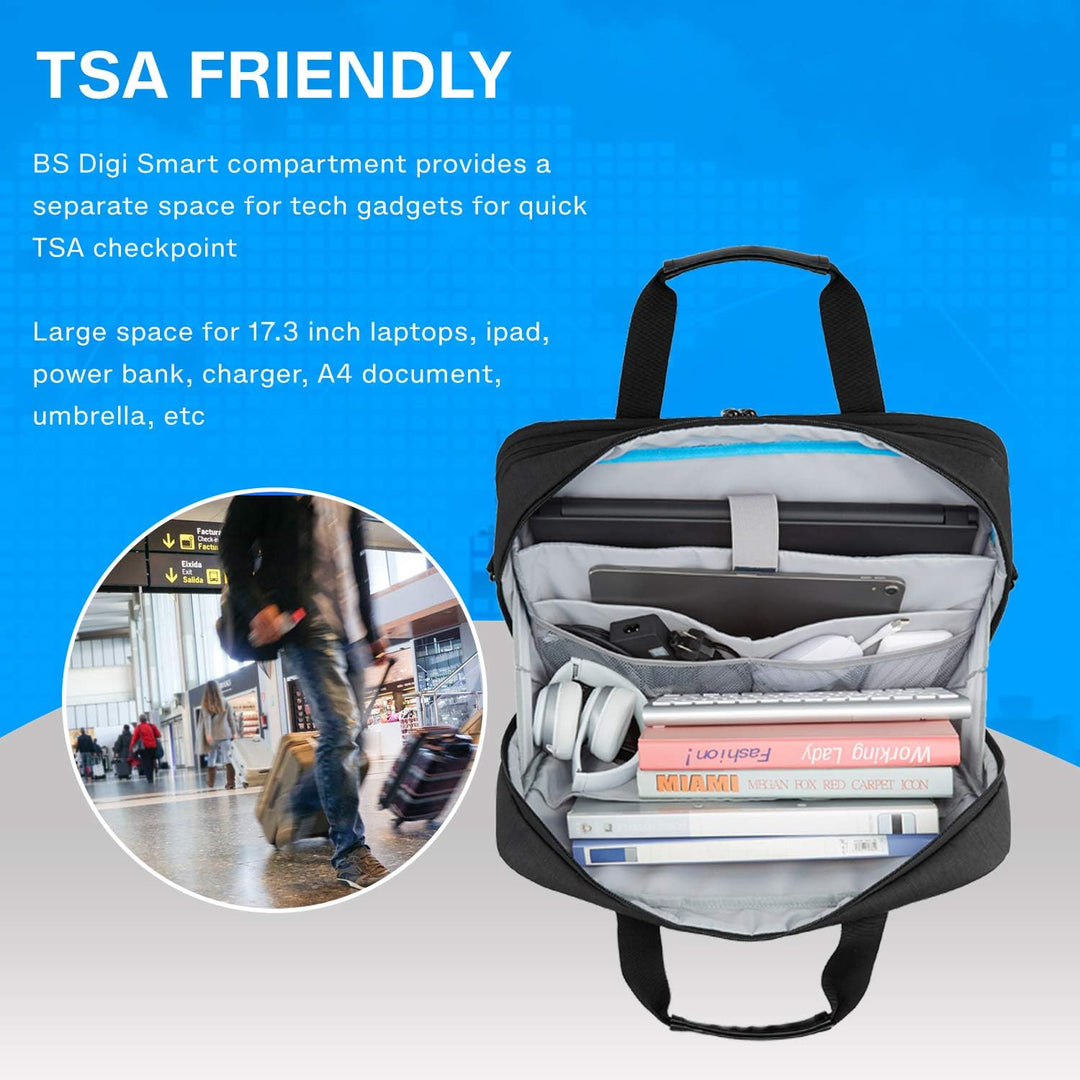 bagsmart 17,3-Zoll-Laptoptasche, Erweiterbare Aktentasche, Computertasche für Herren und Damen, Lapt