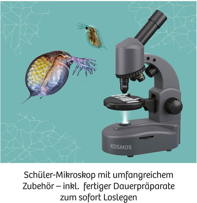 KOSMOS 636098 Mikroskop Experimentierkasten für Kinder, Schüler Mikroskop, Mikroskop für Kinder ab 1