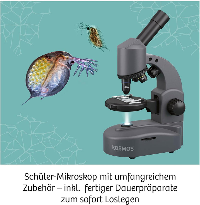 KOSMOS 636098 Mikroskop Experimentierkasten für Kinder, Schüler Mikroskop, Mikroskop für Kinder ab 1