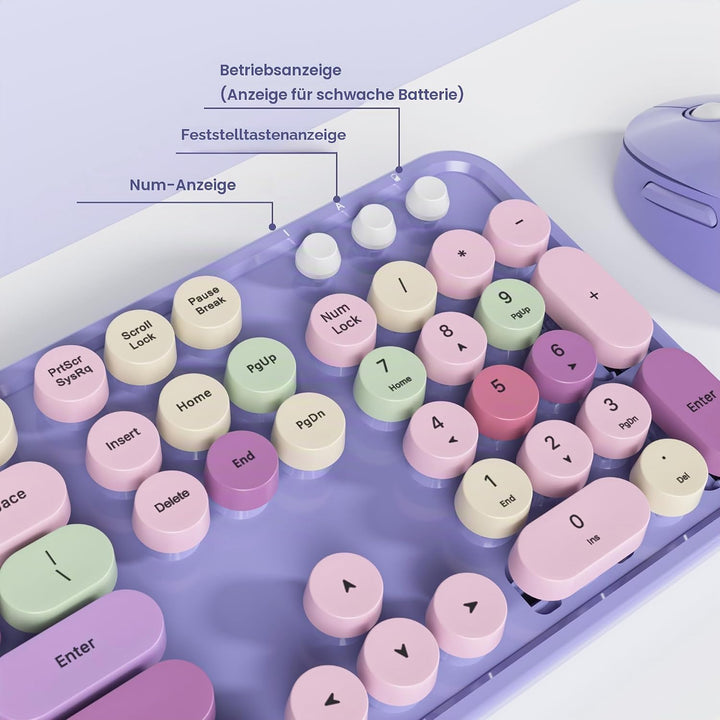 Niedlich Kabellose Tastatur und Maus, Amerikanisch QWERTY,104 Schreibmaschinentastatur in Voller Grö