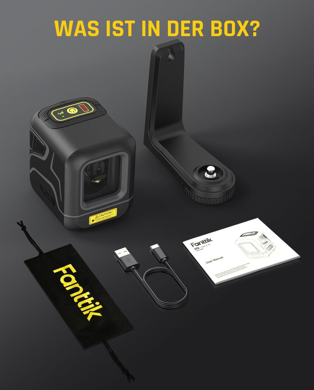 Fanttik D2 Kreuzlinienlaser Selbstnivellierend, Linienlaser Grün 30m, Wiederaufladbare Batterie, USB