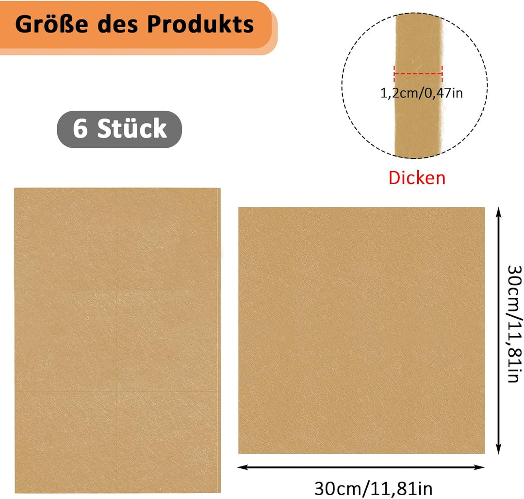 Dartboard Wandschutz, 6 Stück Filz Dartboard Wandschutz, 30x30x1,2cm, Selbstklebende Dartscheiben Um