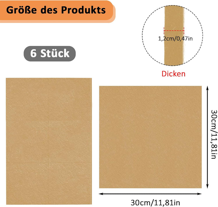 Dartboard Wandschutz, 6 Stück Filz Dartboard Wandschutz, 30x30x1,2cm, Selbstklebende Dartscheiben Um