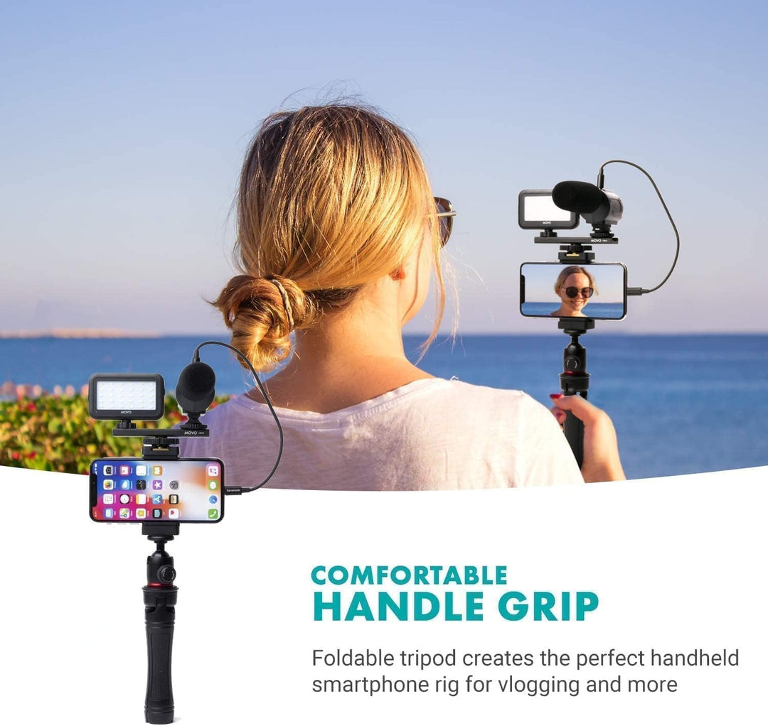 Movo iVlogger iPhone,Android Kompatibles Vlogging Kit mit Stativ in voller Grösse – Handy-Video-Kit