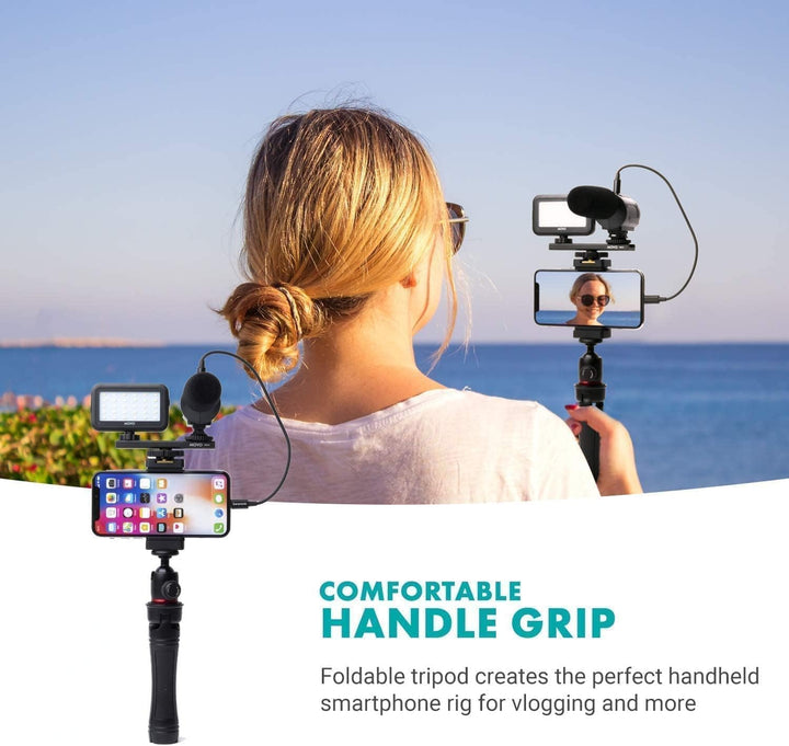 Movo iVlogger iPhone,Android Kompatibles Vlogging Kit mit Stativ in voller Grösse – Handy-Video-Kit