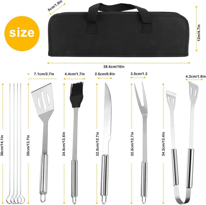 Amalan eu GrillbesteckSet 9 teilig +BBQ Grillhandschuhe Ofenhandschuhe Hitzebeständige bis zu 800 °