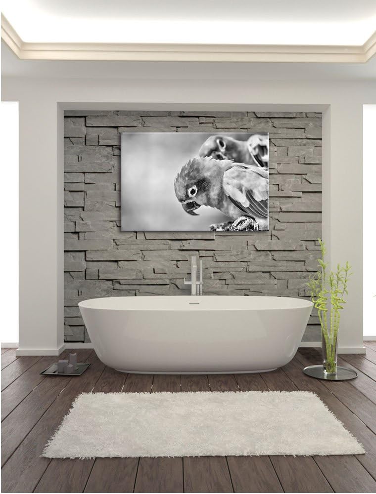 Pixxprint Papageienpärchen als Leinwandbild/Grösse: 100x70 / Wandbild/Kunstdruck/fertig bespannt, 10