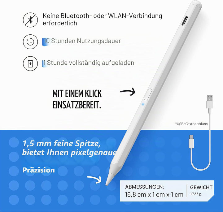 Stylus Stift für Apple iPad(2018-2023) Mit Neigung&Palm Rejection&Magnetic Adsorption Eingabestifte