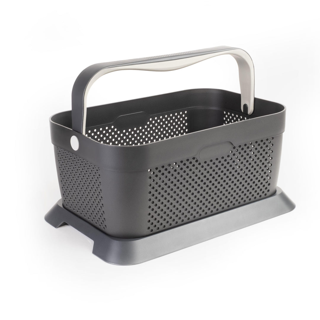 rati Basket - Grau, Smarter Auto Korb zum Einkauf & Outdoor-Aktivitäten, mit Befestigungsadapter zum