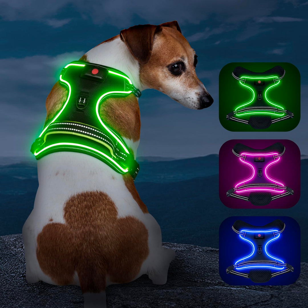Hundegeschirr Leuchtend Wiederaufladbares Leuchtgeschirr für Hunde Led Beleuchtetes Hundegeschirr fü