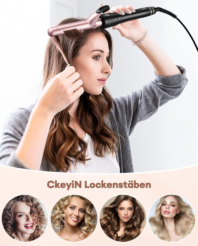 CkeyiN Lockenstab Set 4 in 1 Multifunktions Austauschbare Keramikbeschichtung Curling Iron Lockenwic