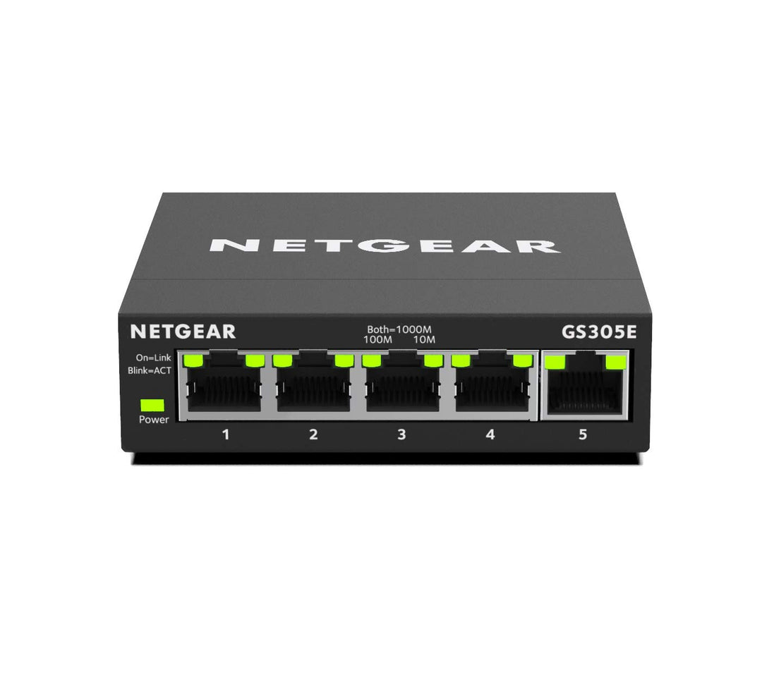 Netgear GS305E Managed Switch 5 Port Gigabit Ethernet LAN Switch Plus (Plug-and-Play, Netzwerk Switc
