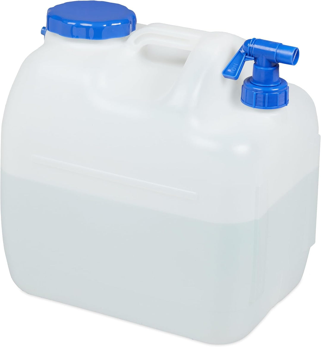 Relaxdays Wasserkanister mit Hahn, Weithals Schraubdeckel, Trinkwasserkanister Camping, 23L, Kunstst