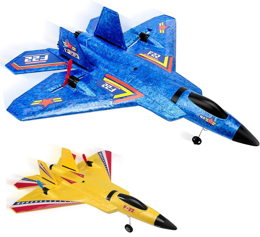 Fremego F-22 RC Flugzeug für Anfänger, 2 Stück 2.4Ghz Ferngesteuertes Flugzeug Raptor Fighter Flugze