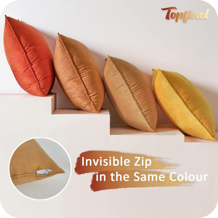 Topfinel Kissenbezug 50x50 cm Gelb Orange 4er Set Samt Kissenbezüge Kissenhülle sofakissen dekokisse
