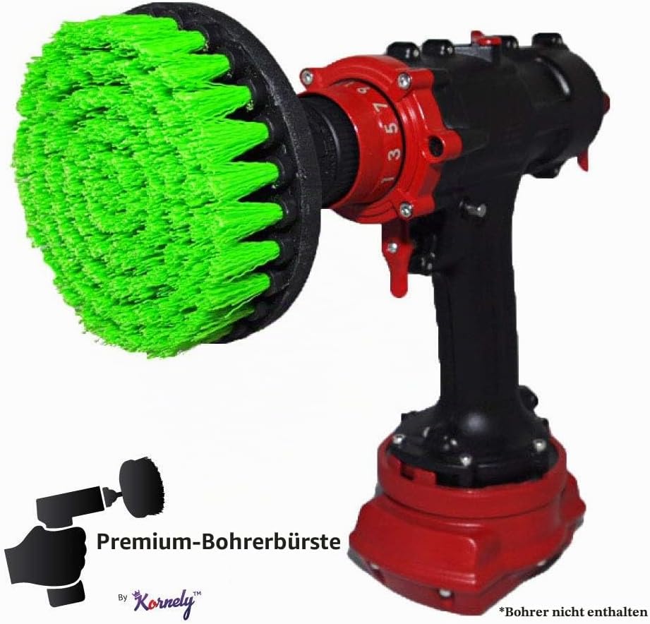 Premium Bohrbürste Professional – Mittelstark 13 cm Grün 3er-Set | Kratzfreie Küchen-Reinigungsbürst