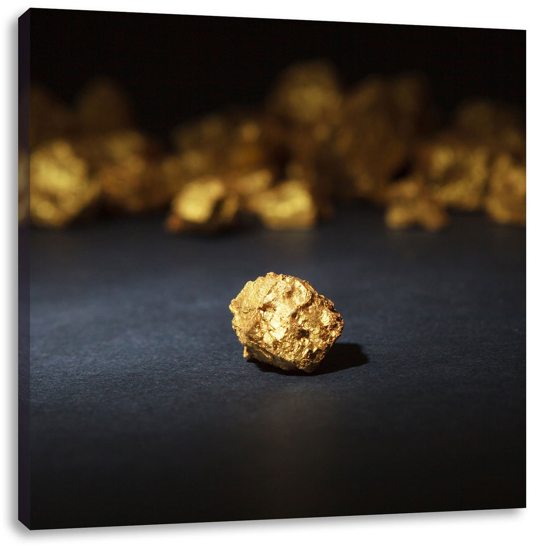 Pixxprint Goldnugget, Format: 70x70 auf Leinwand, XXL riesige Bilder fertig gerahmt mit Keilrahmen,