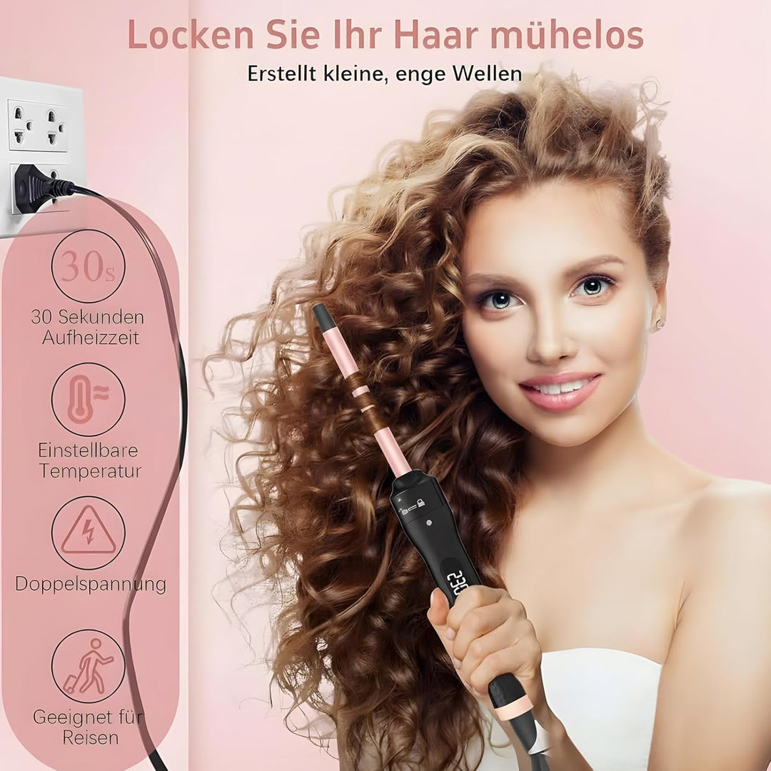 Lockenstab 3 in 1, Lockenstäbe mit 3 Austauschbaren Keramik 12-32mm, 13 Temperaturstufen, Schnelles