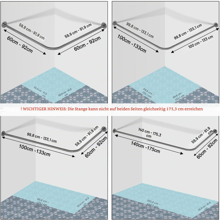 Sikaiqi Dehnbare 304 Edelstahl L-Form Badezimmer Badewanne Ecke Duschvorhangstange (70-100 cm x 70-1