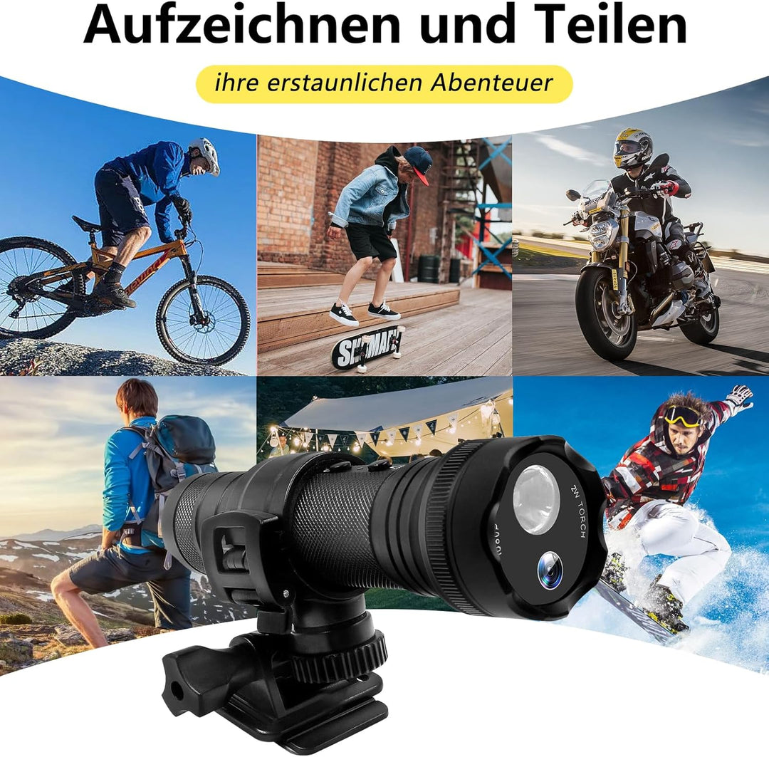 LXMIMI Sportkamera HD 1080P Mini DV Kamera, 120° Motorrad Sport Kamera, Helm Action Kamera, Fahrrad
