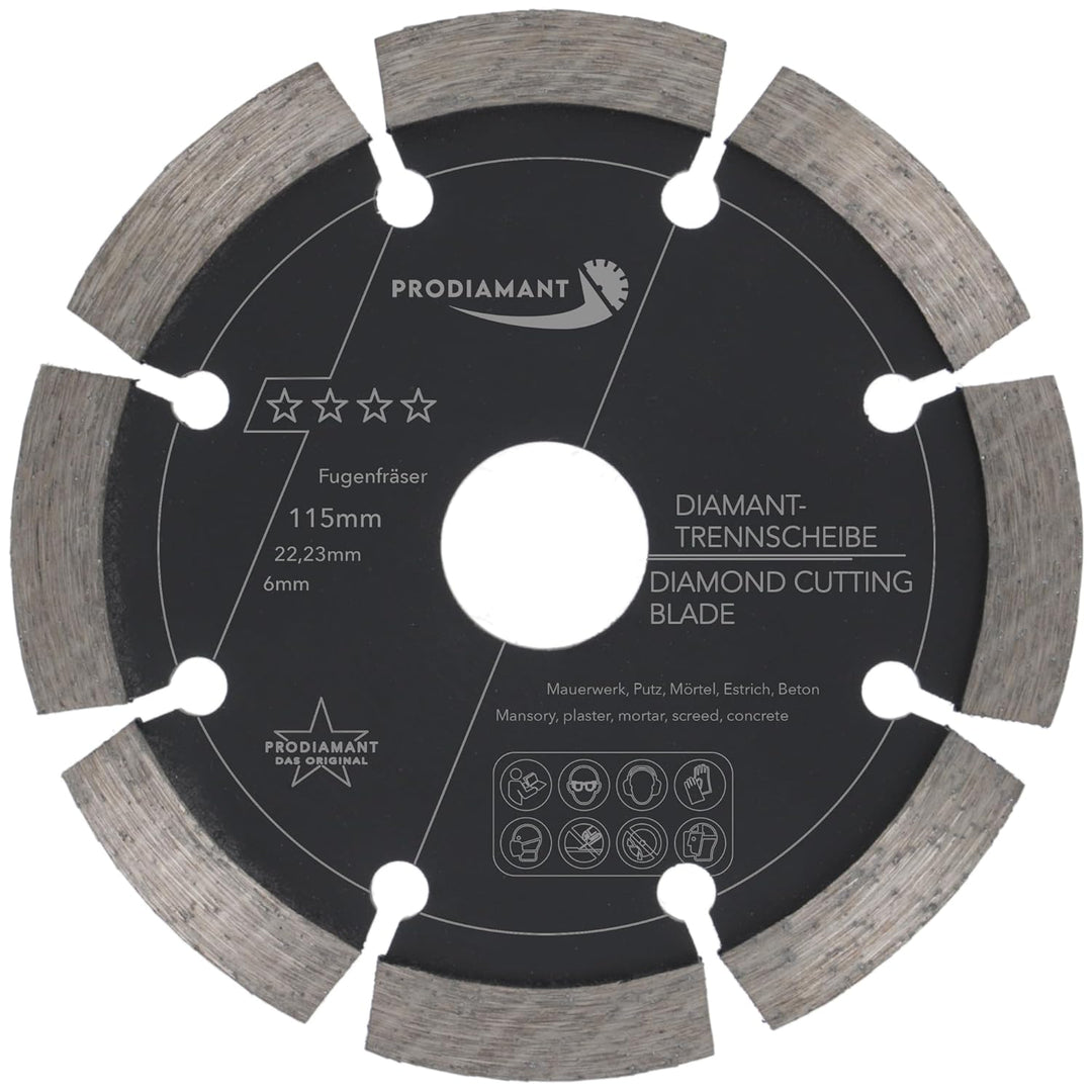 PRODIAMANT Fugenfräser ø 115 mm Breite 6mm für Mörtel Beton Mauerwerk und Putz 10mm Diamantsegment P