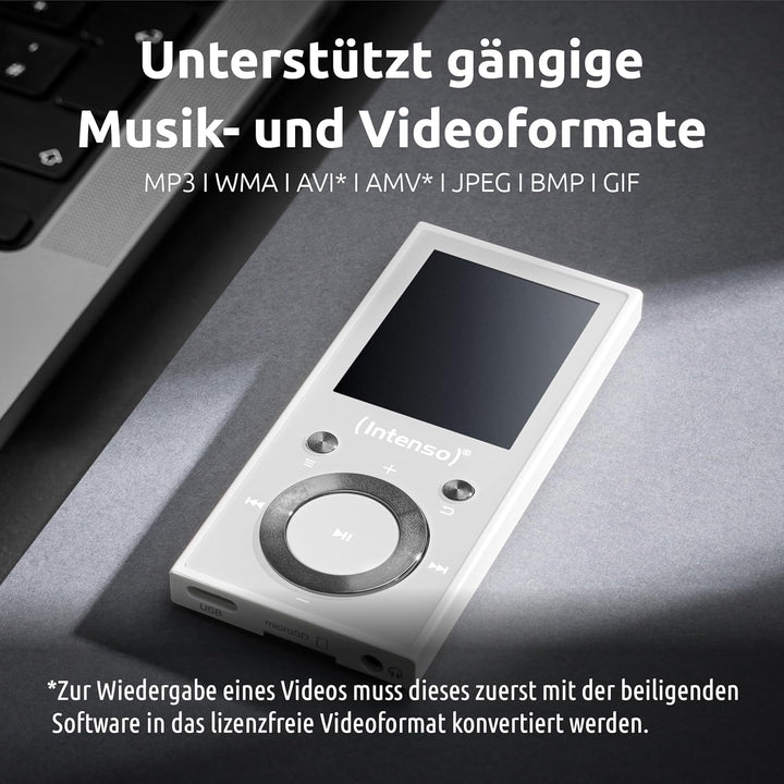 Intenso Video Scooter BT MP3 Player mit Bluetooth 5.0, 1,8 Zoll Farbdisplay, 64 GB microSD, USB-C, b