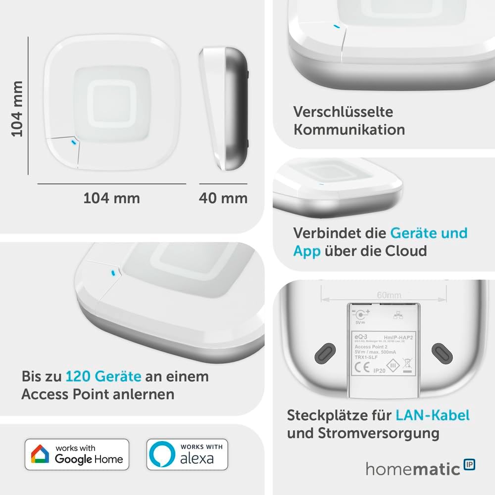 Homematic IP Smart Home Set Raumklima mit Access Point 2, Heizkörperthermostat und Fenster- und Türk
