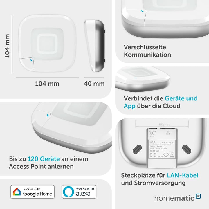 Homematic IP Smart Home Set Raumklima mit Access Point 2, Heizkörperthermostat und Fenster- und Türk