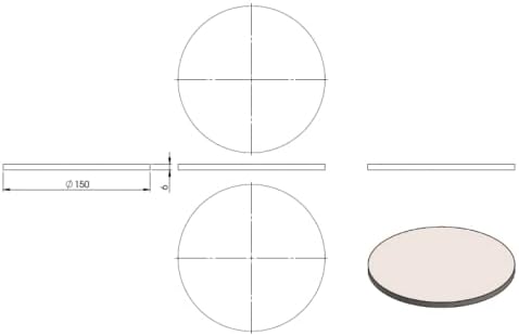 Ronde ø 150mm, Stärke 6mm, einseitig geschliffen, gelasert, mit Längsschliff