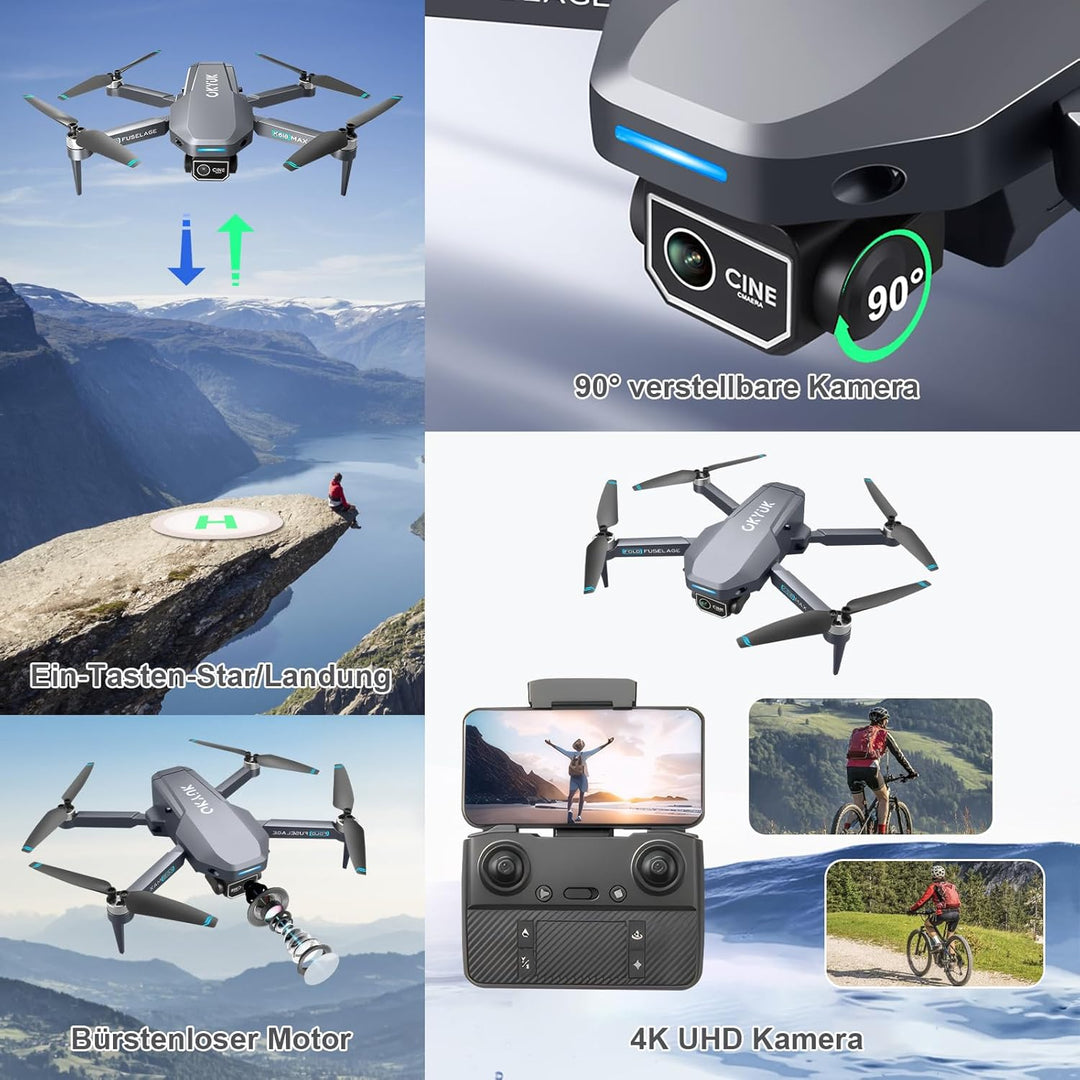 OKYUK K618 MAX Drohne mit Kamera 4K,270°Hindernisvermeidungs Drone Quadcopter mit FPV WiFi Übertragu