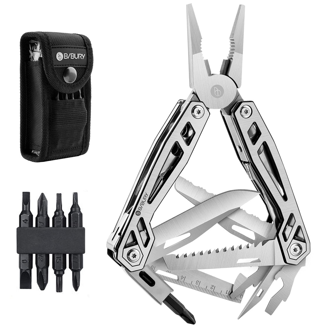 BIBURY Multifunktionale Zange mit Flaschenöffner, Schraubendreher, Säge, Multi Tool ideal für Campin