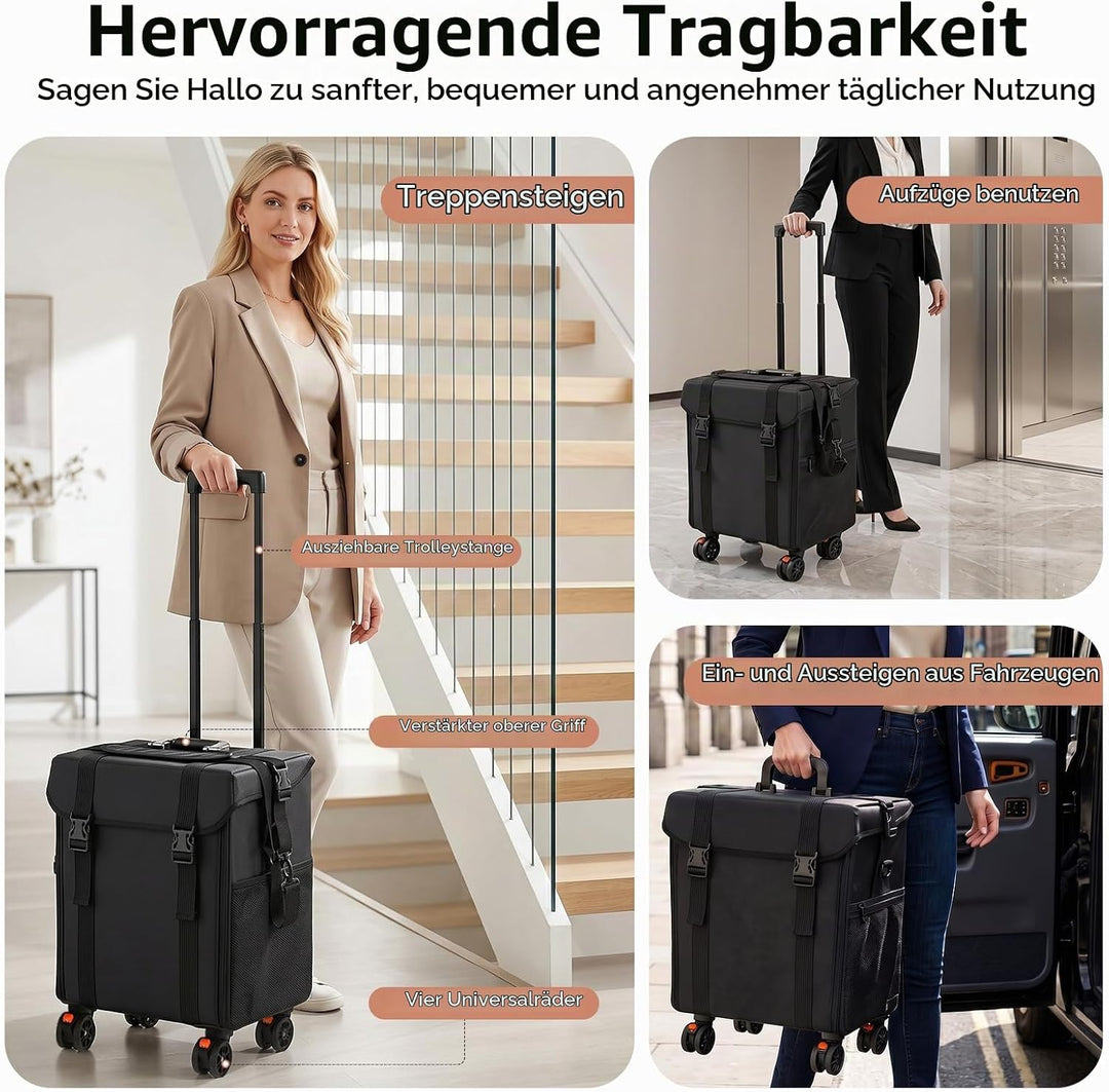 2 In 1 Kosmetik Trolley Multi-Function Friseurkoffer Professionelle Schwarz Kosmetikkoffer Beauty To