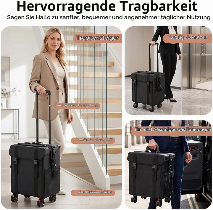 2 In 1 Kosmetik Trolley Multi-Function Friseurkoffer Professionelle Schwarz Kosmetikkoffer Beauty To