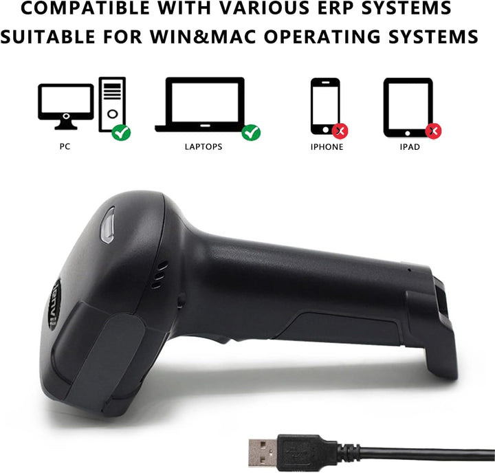 LENVII Kabelgebundener 2D Barcode Scanner-Handheld 1D QR Barcode Scanner USB Barcode Lesegerät Unter