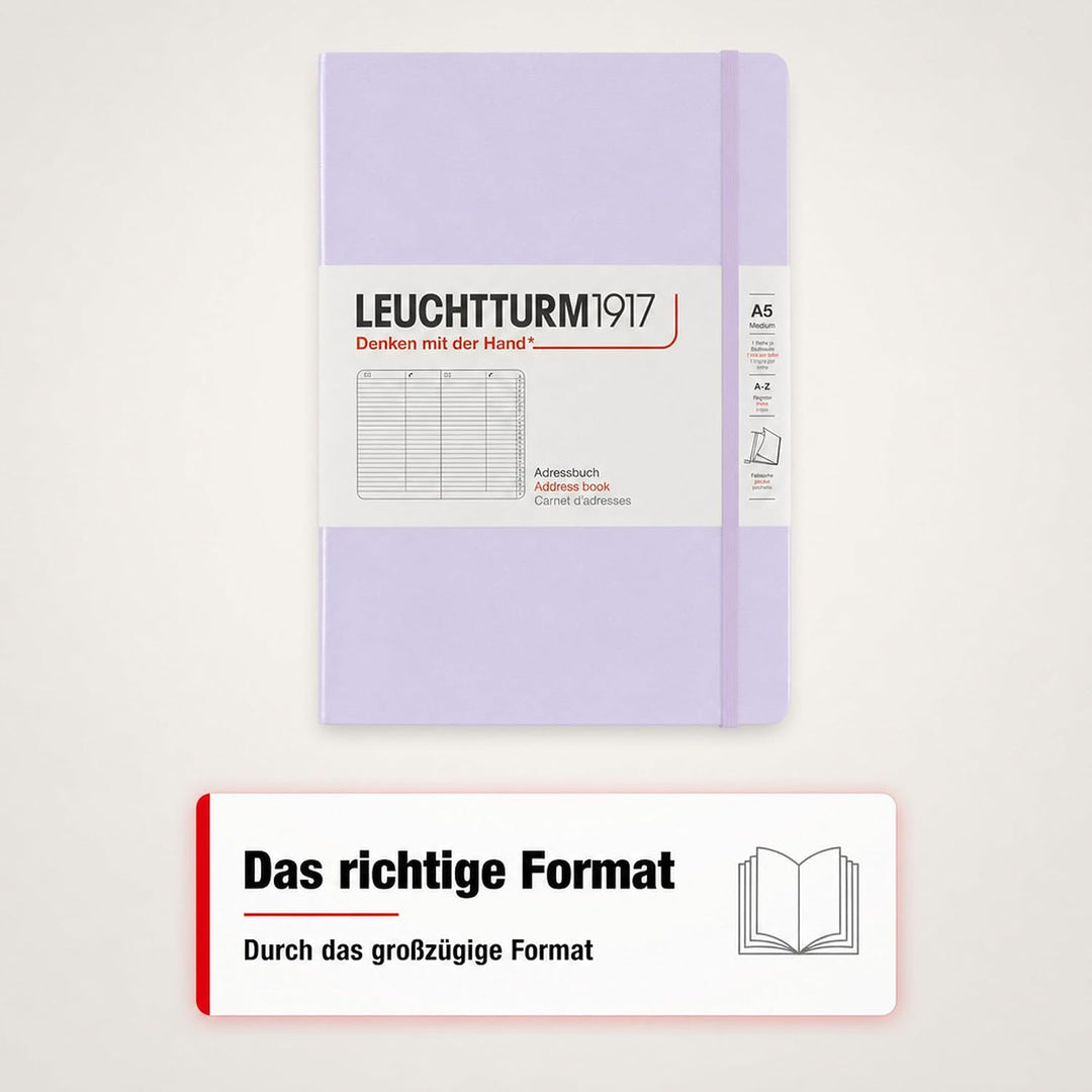 LEUCHTTURM1917 370359 Adressbuch Medium (A5), Hardcover, Lilac Lilac Medium (A5), Lilac Medium (A5)