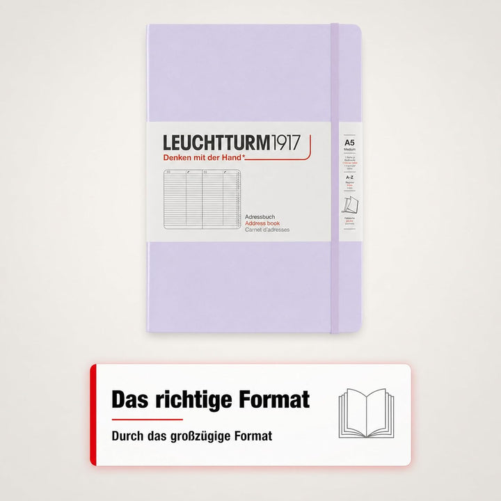 LEUCHTTURM1917 370359 Adressbuch Medium (A5), Hardcover, Lilac Lilac Medium (A5), Lilac Medium (A5)