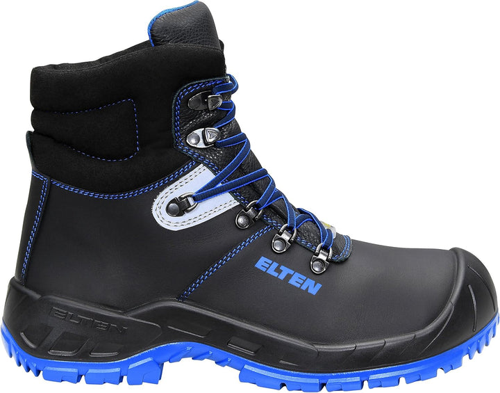 ELTEN Sicherheitsschuhe ALESSIO XW Mid ESD S3, Herren, Leder, Stahlkappe, leicht, robust, Schwarz/Bl