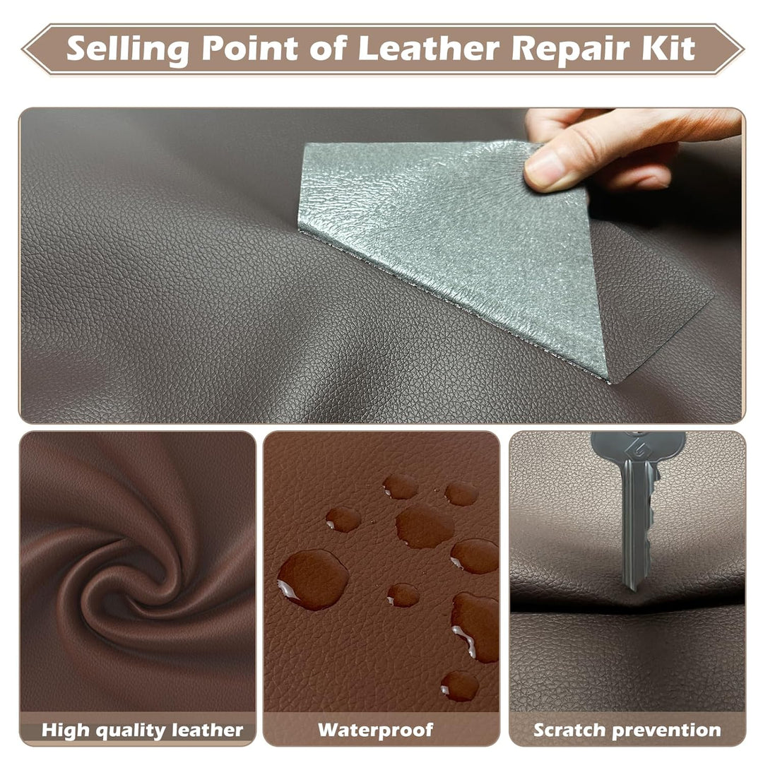 Kunstleder Selbstklebend, 60x200 cm Dunkelbraun Leder Reparatur Patch, Lederflicken Selbstklebender,