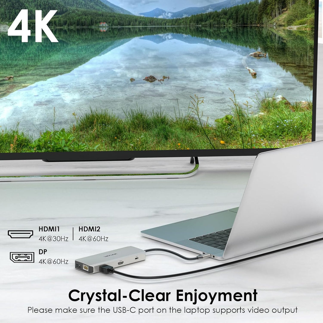 WAVLINK 12-in-1 USB C Docking Station, Dual HDMI Dockingstation USB C, Multiport-Adapter mit 4K Dual