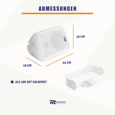 Power Dynamics BC50V Lautsprecher Set 120 Watt, 100 Volt, 8 Ohm Innen- und Aussenlautsprecher, Lauts